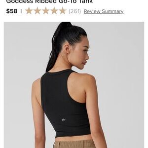 ALO Yoga Black Ribbed Sleeveless Tank Top